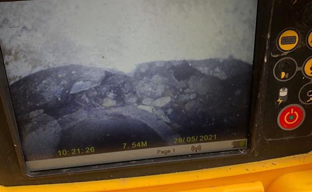 CCTV survey footage of a drain interior