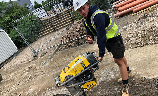 Aquevo engineer compacting ground after a repair