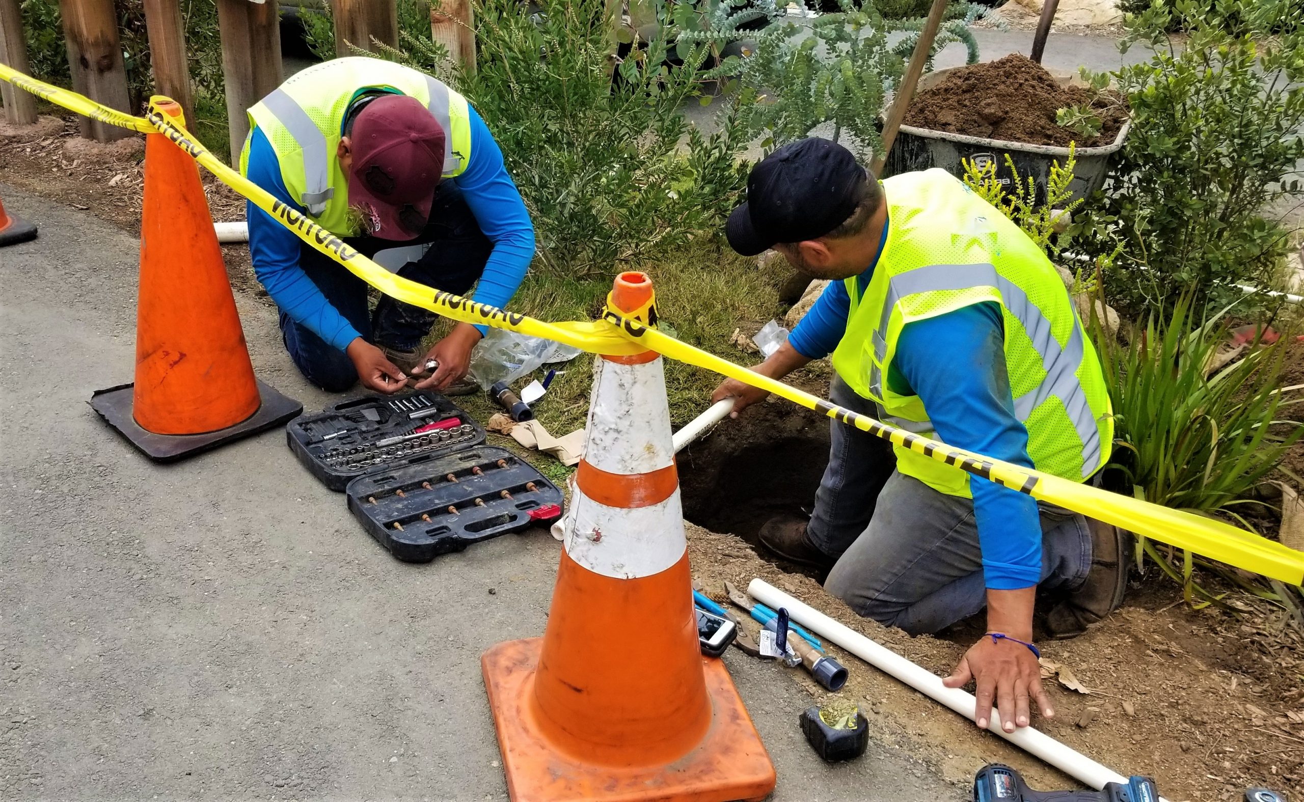 Aquevo engineers repairing a drain