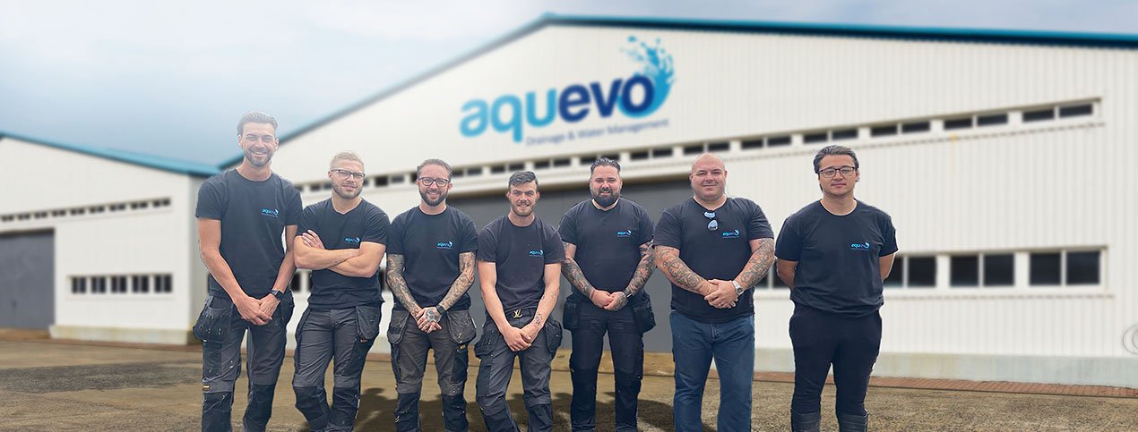 The Aquevo team outside their depot
