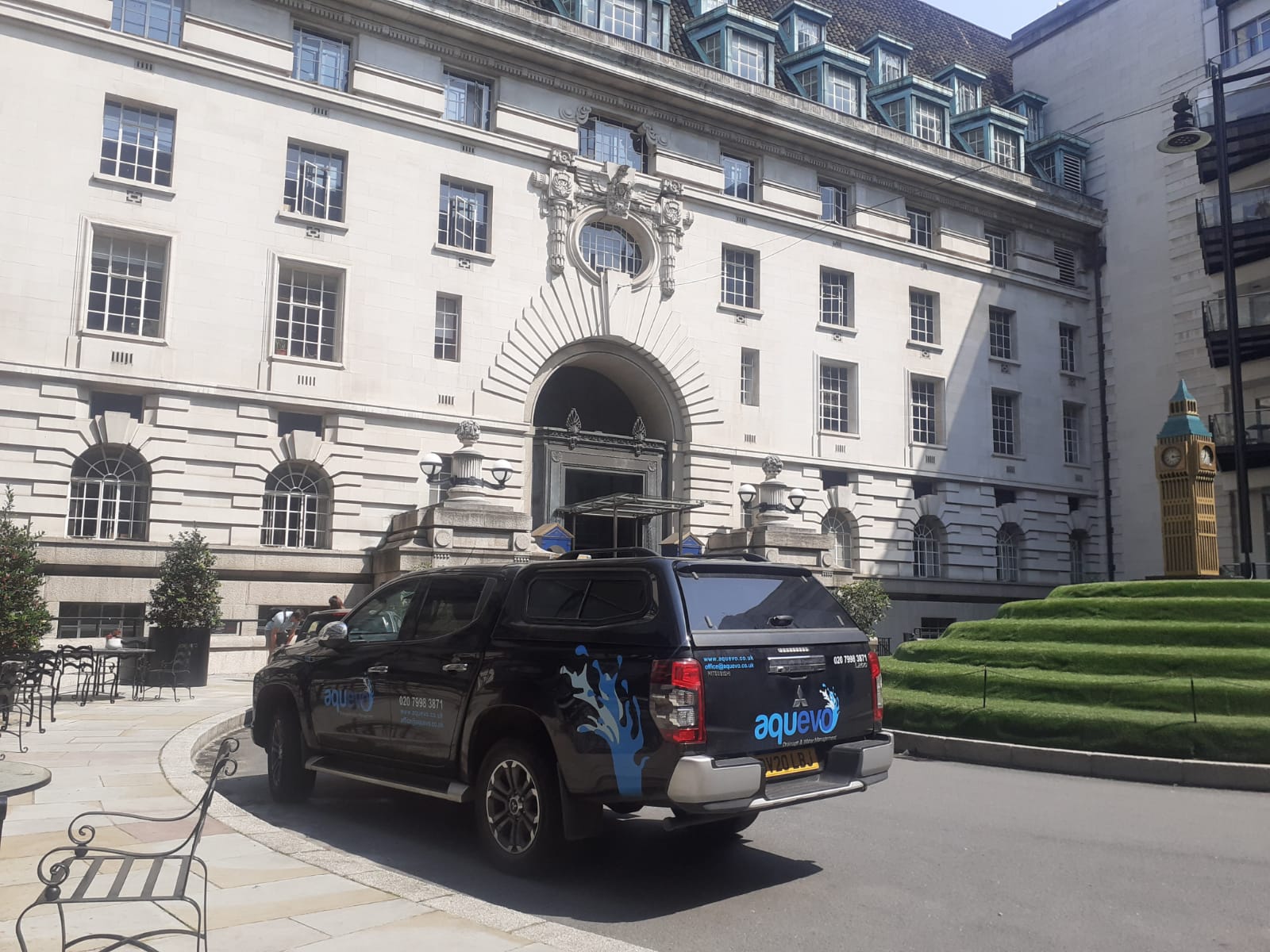 Aquevo van outside a London building